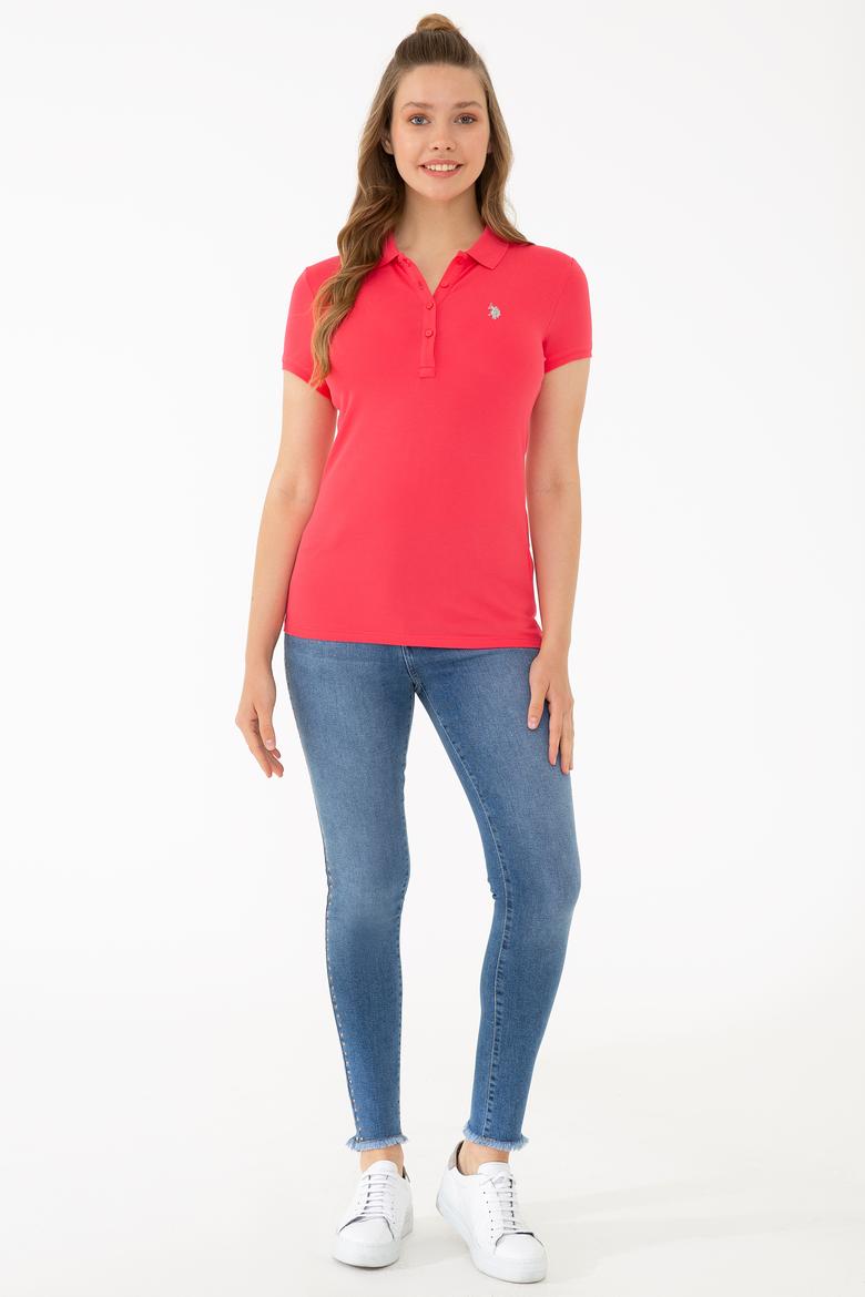 Kadın Kırmızı Basic Polo Yaka Tişört - 50234714144