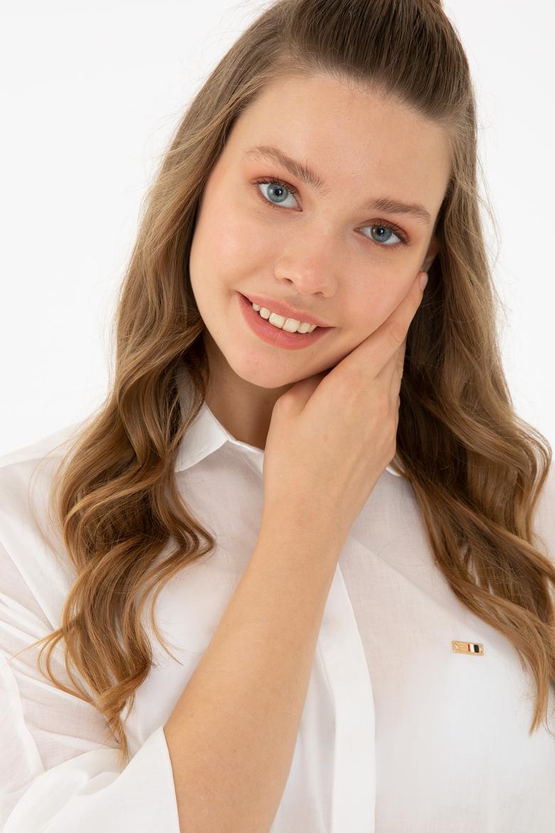 Kadın Beyaz Uzun Kollu Gömlek - 50218815012