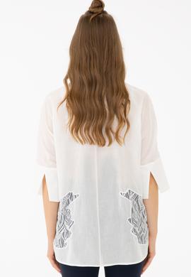 Kadın Beyaz Uzun Kollu Gömlek - 50218815012