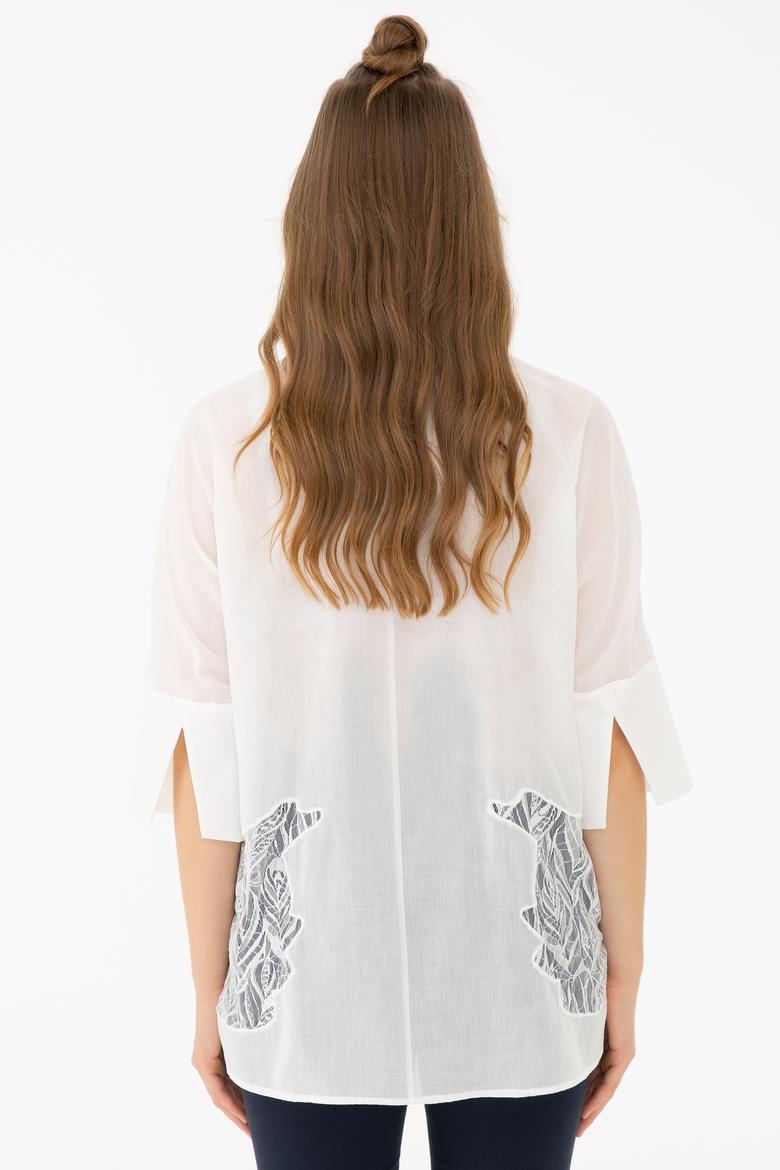 Kadın Beyaz Uzun Kollu Gömlek - 50218815012