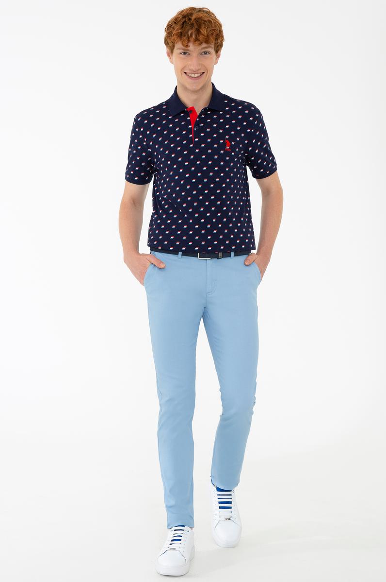 Erkek Açık İndigo Kanvas Pantolon