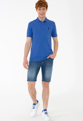 Erkek Saks Polo Yaka Basic T-Shirt - 50222632368