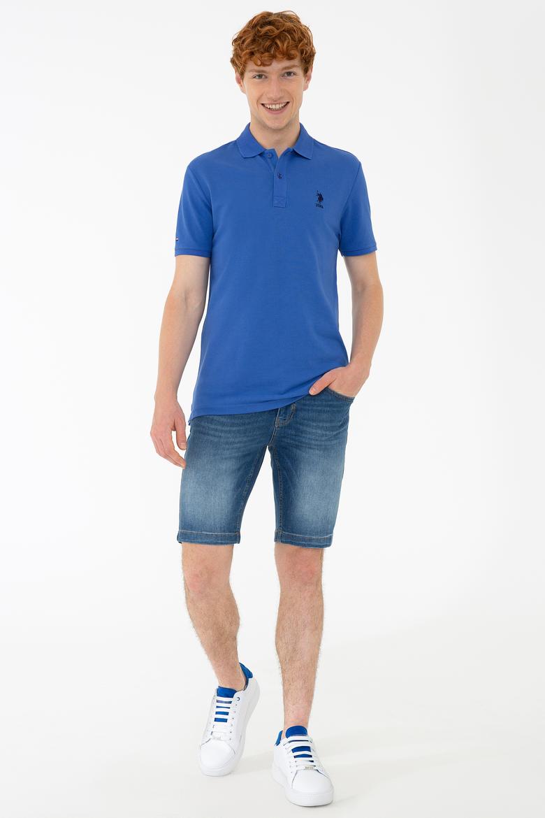 Erkek Saks Polo Yaka Basic T-Shirt - 50222632368