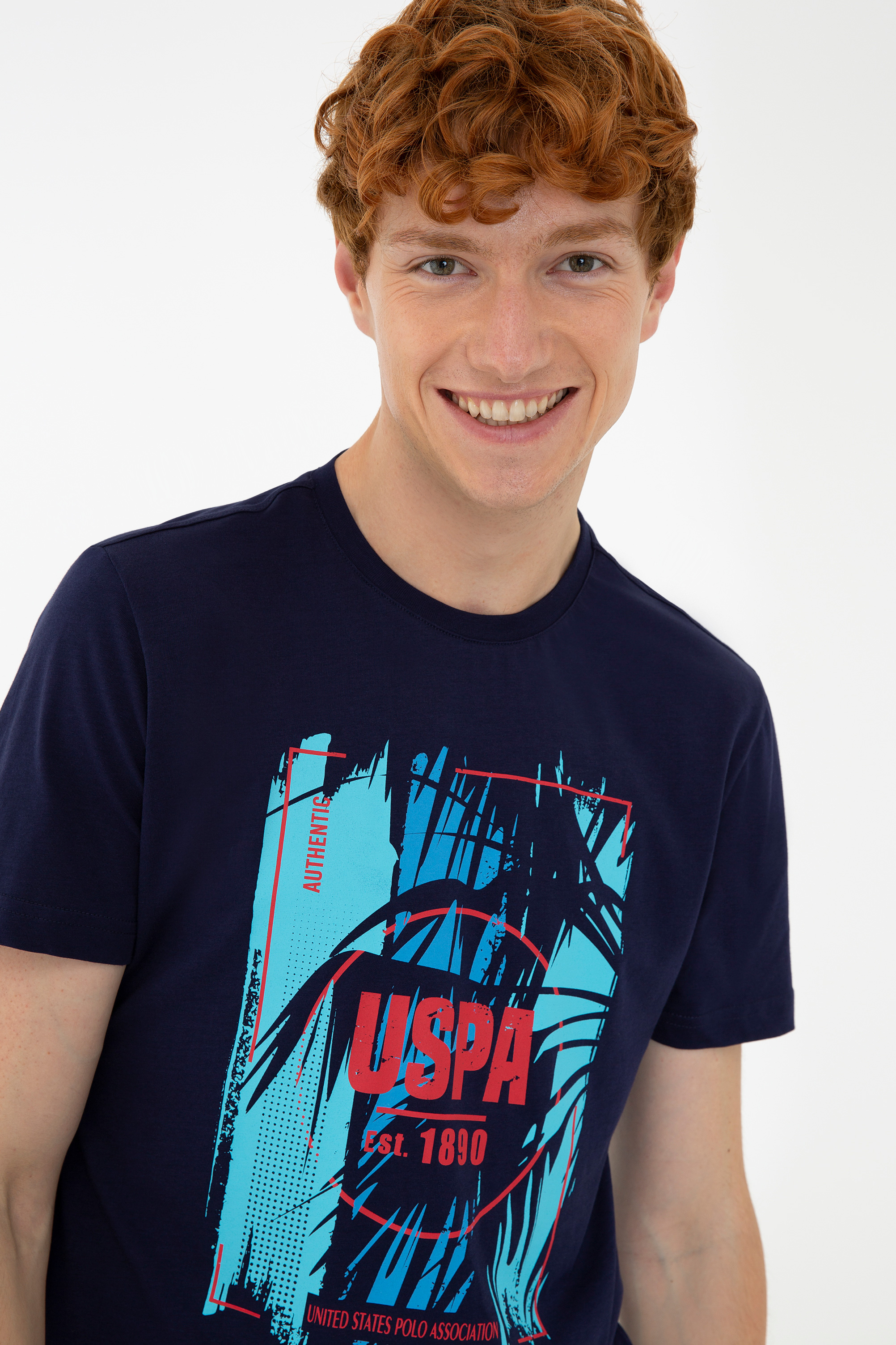 Erkek Lacivert Bisiklet Yaka T-Shirt - Image 1
