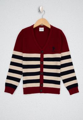 Erkek Çocuk Bordo Triko Hırka - 50223376013