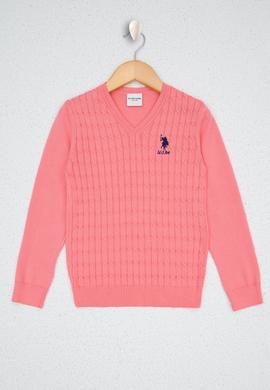 Kız Çocuk Pembe Triko Kazak Basic - 50207020002