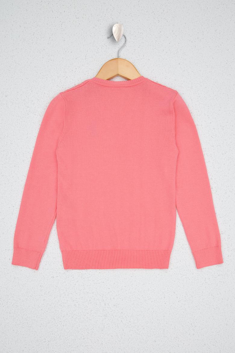 Kız Çocuk Pembe Triko Kazak Basic - 50207020002