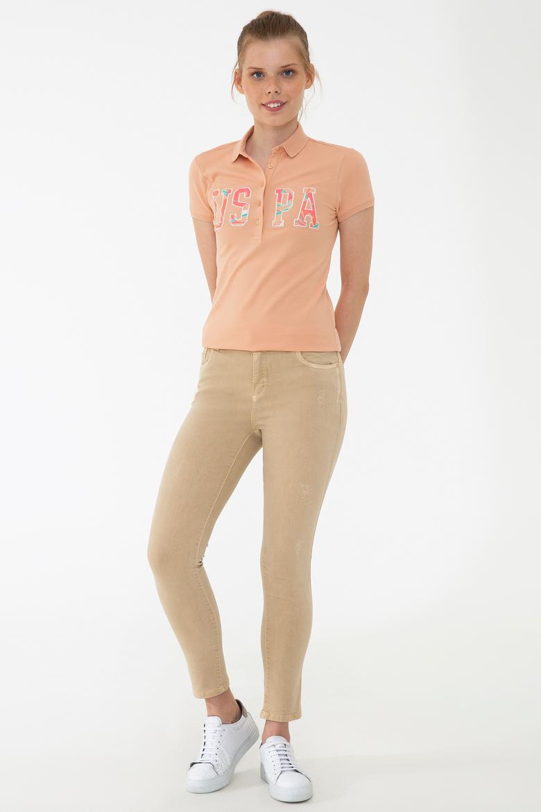 Kadın Pudra Polo Yaka Tişört - 50217832014