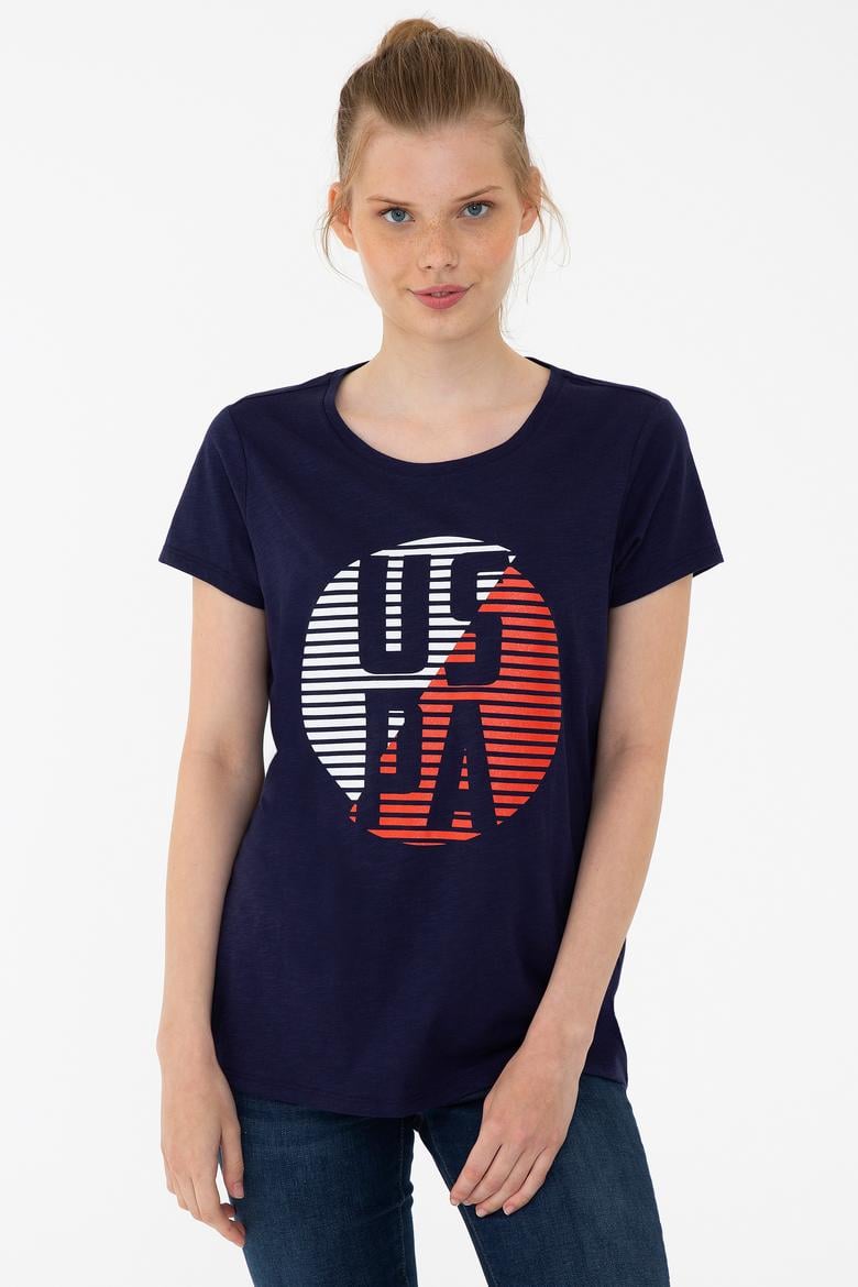 Kadın Lacivert Bisiklet Yaka T-Shirt