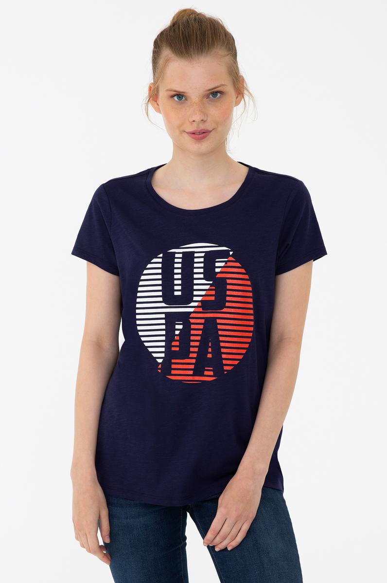 Kadın Lacivert Bisiklet Yaka T-Shirt