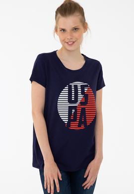 Kadın Lacivert Bisiklet Yaka T-Shirt - 50240282004