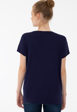 Kadın Lacivert Bisiklet Yaka T-Shirt - 50240282004