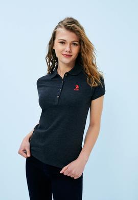 Kadın Siyah Basic Polo Yaka Tişört - 50232629014