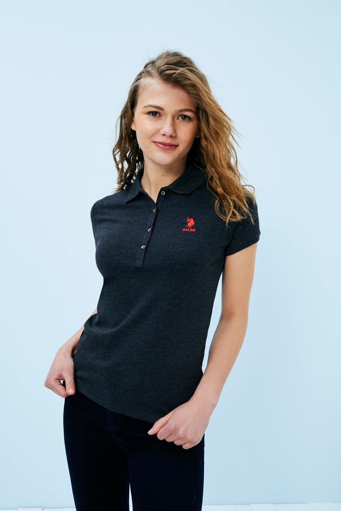 Kadın Siyah Basic Polo Yaka Tişört