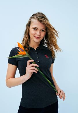 Kadın Siyah Basic Polo Yaka Tişört - 50232629014