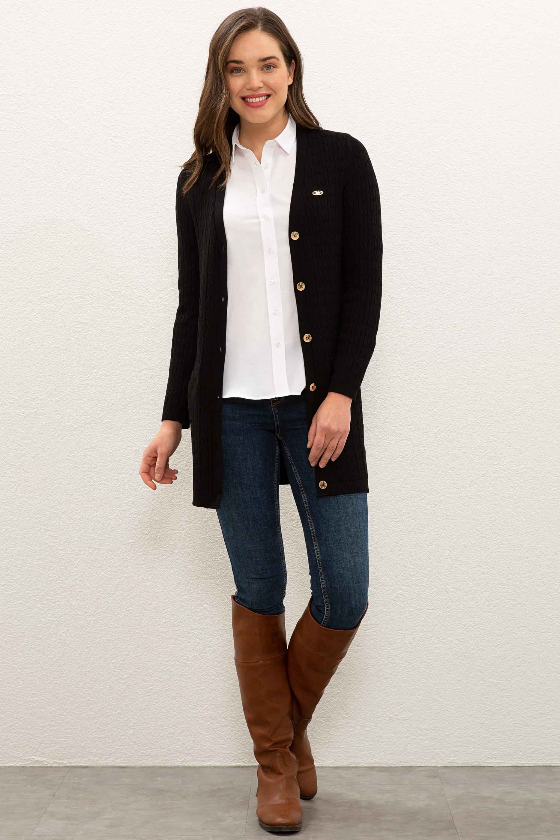 Kadın Siyah Triko Hırka