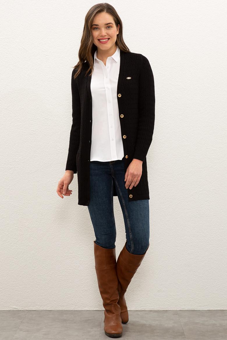 Kadın Siyah Triko Hırka - 50224976028