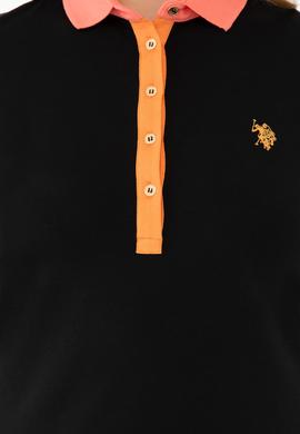 Kadın Siyah Basic Polo Yaka Tişört - 50239598048