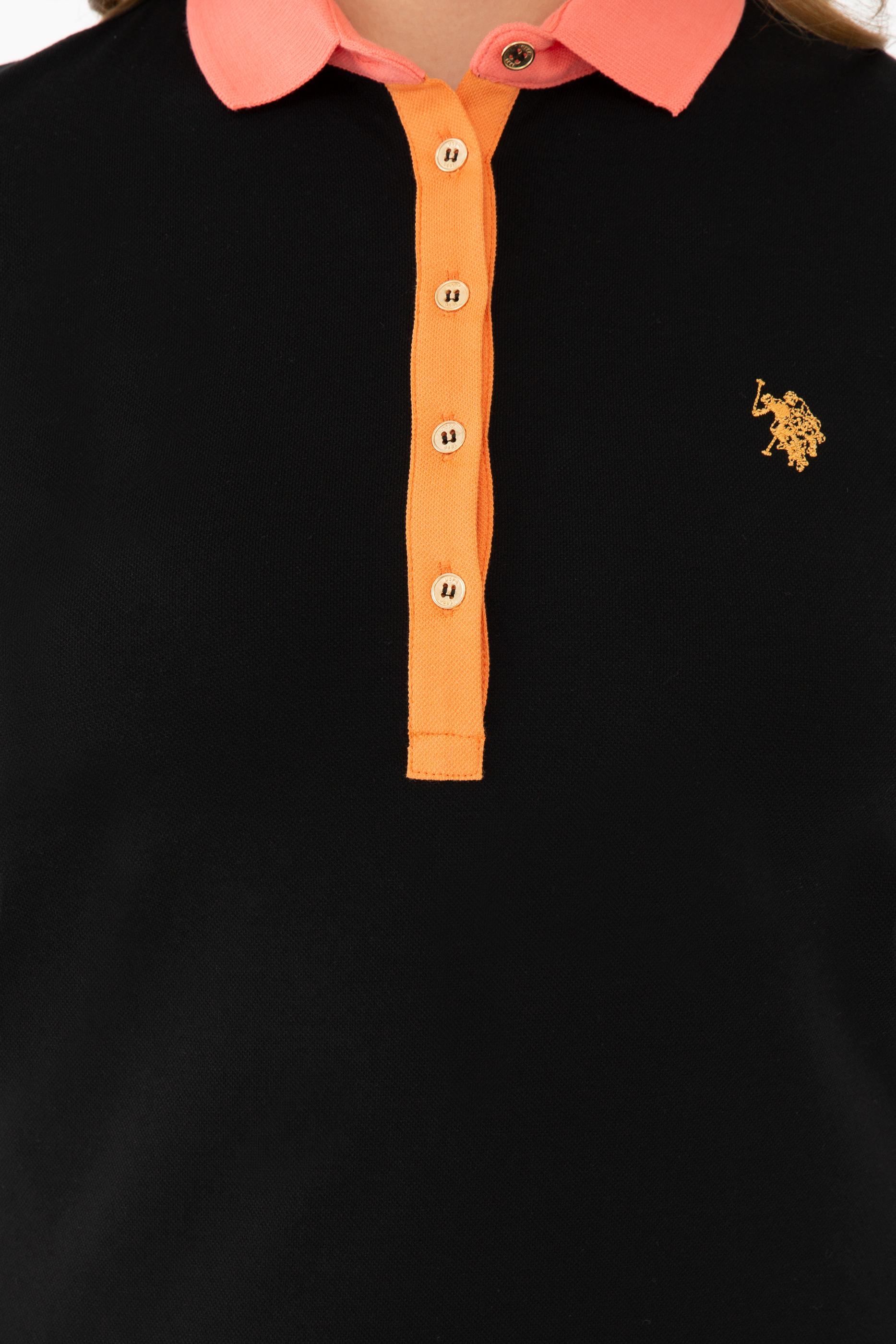 Kadın Siyah Basic Polo Yaka Tişört