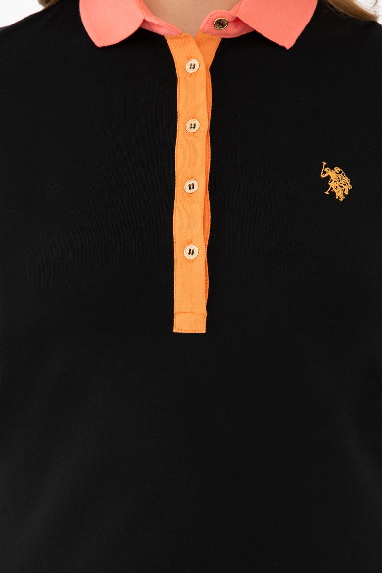 Kadın Siyah Basic Polo Yaka Tişört - 50239598048