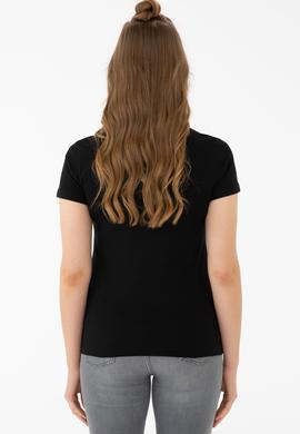 Kadın Siyah Basic Polo Yaka Tişört - 50239598048