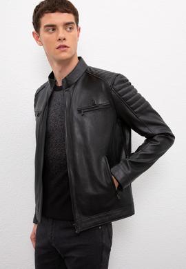 Erkek Siyah Deri Mont Kaban - 50231234004