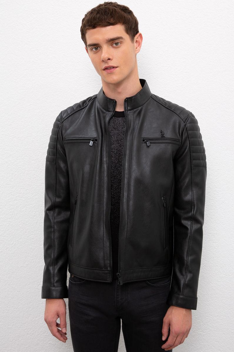 Erkek Siyah Deri Mont Kaban