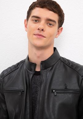 Erkek Siyah Deri Mont Kaban - 50231234004