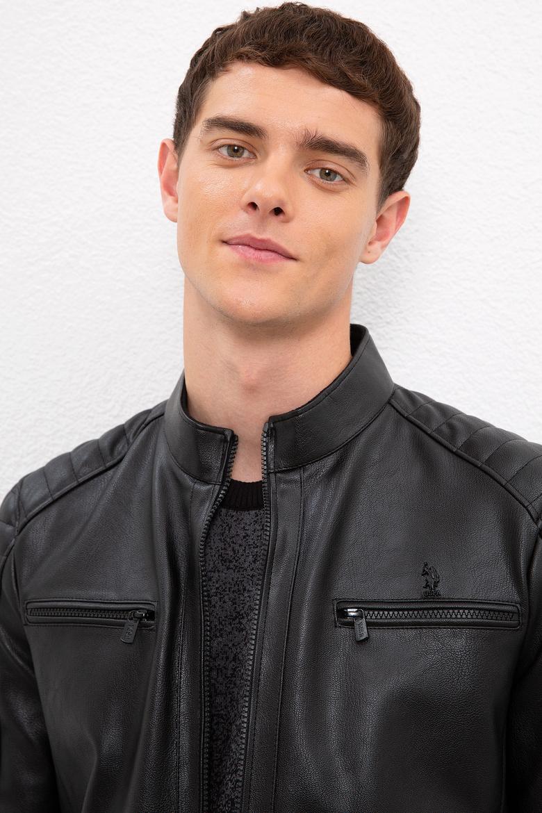 Erkek Siyah Deri Mont Kaban - 50231234004