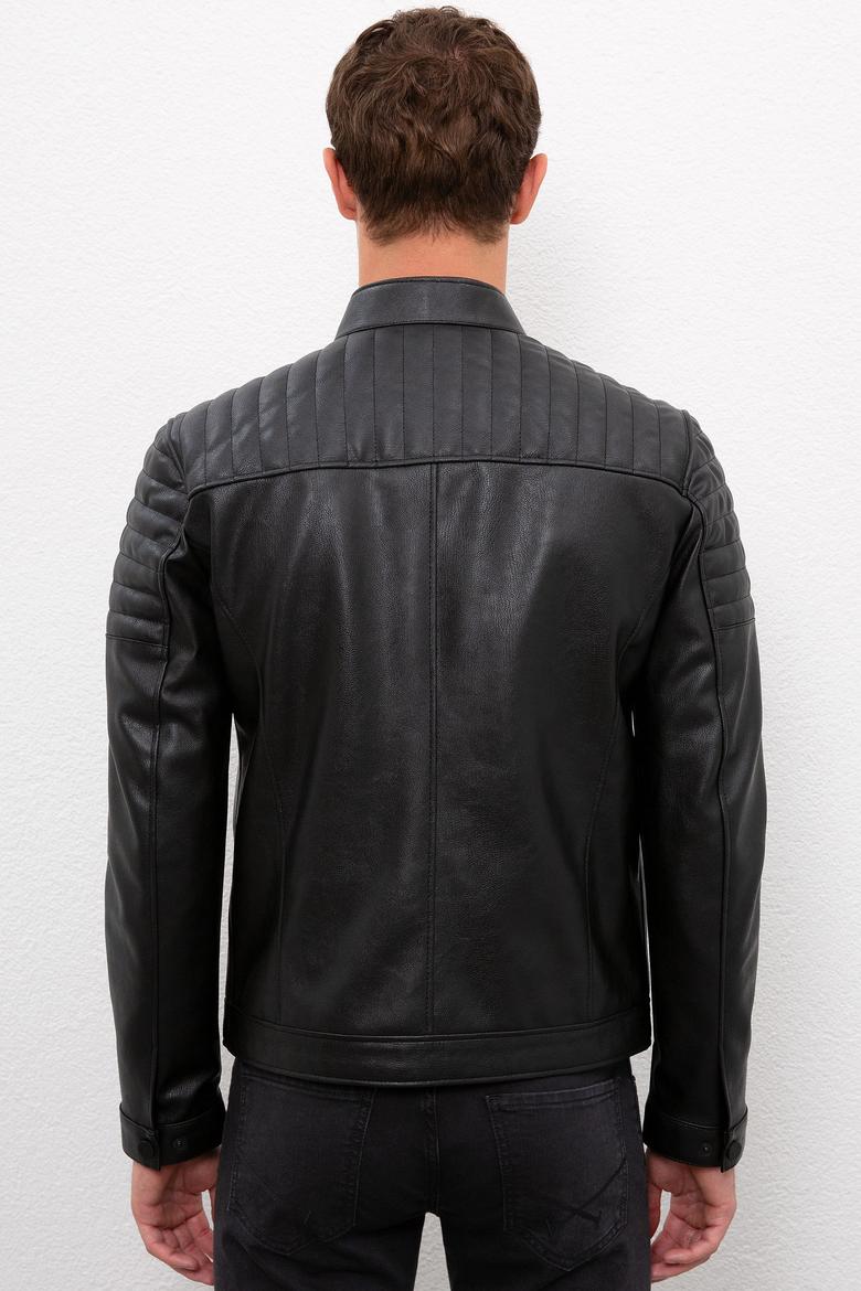 Erkek Siyah Deri Mont Kaban - 50231234004