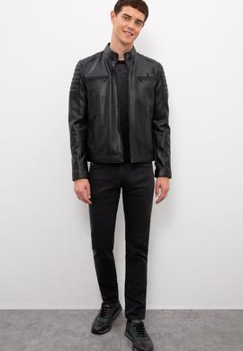 Erkek Siyah Deri Mont Kaban - 50231234004