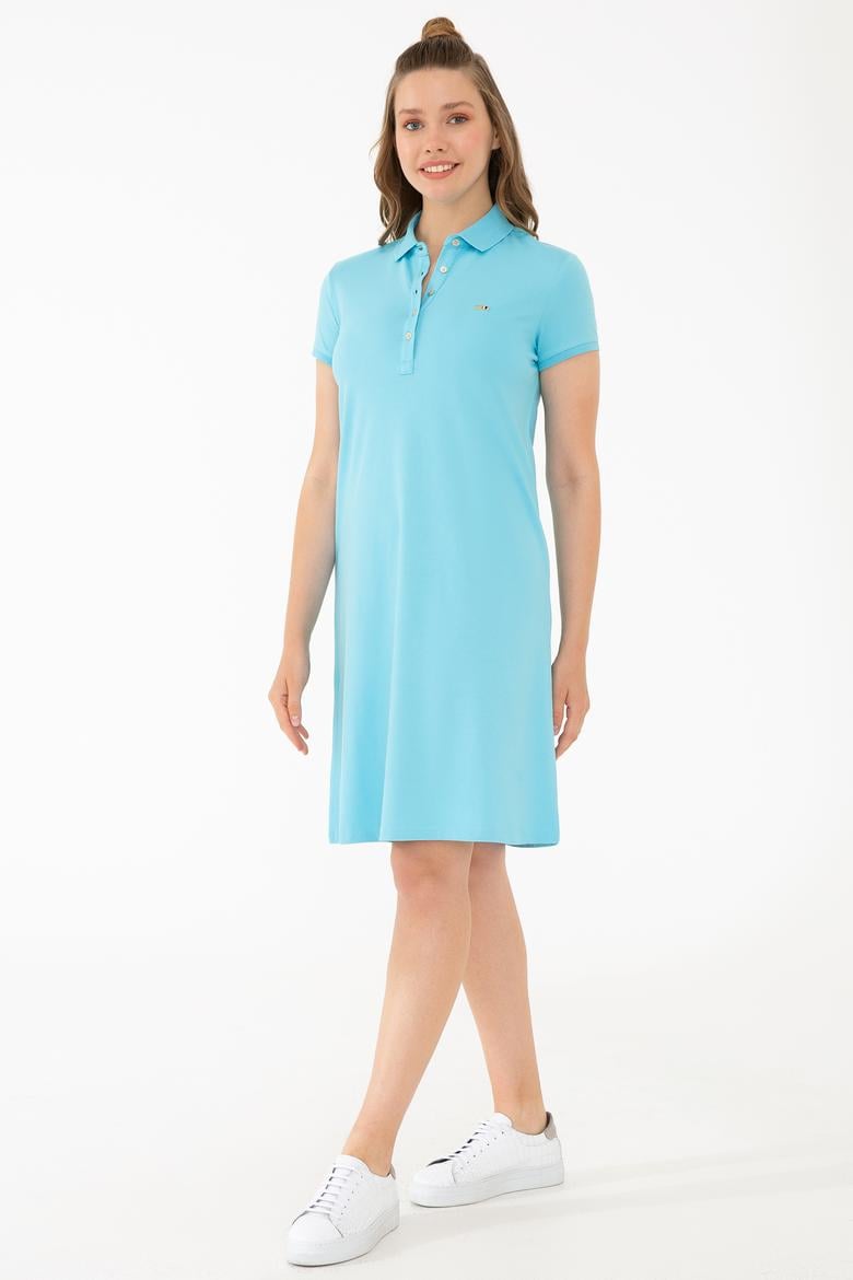 Kadın Turkuaz Örme Elbise - 50245198030