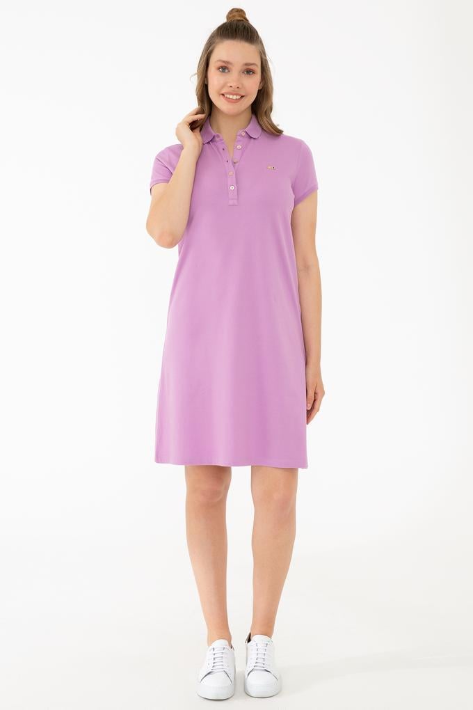 Kadın Eflatun Örme Elbise