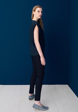 Kadın Lacivert Bisiklet Yaka Kolsuz Tişört - 50235813006