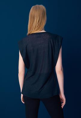 Kadın Lacivert Bisiklet Yaka Kolsuz Tişört - 50235813006