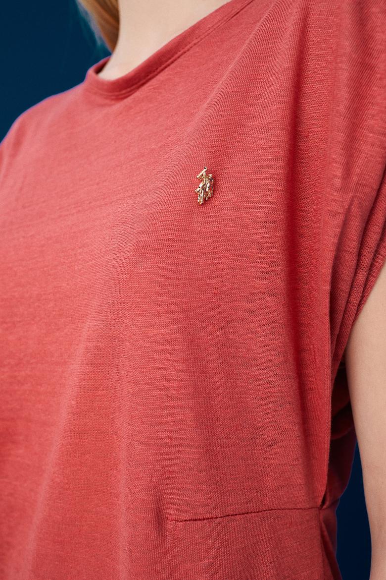 Kadın Nar Çiçeği Kolsuz Tişört - 50235813013