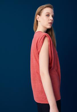 Kadın Nar Çiçeği Kolsuz Tişört - 50235813013