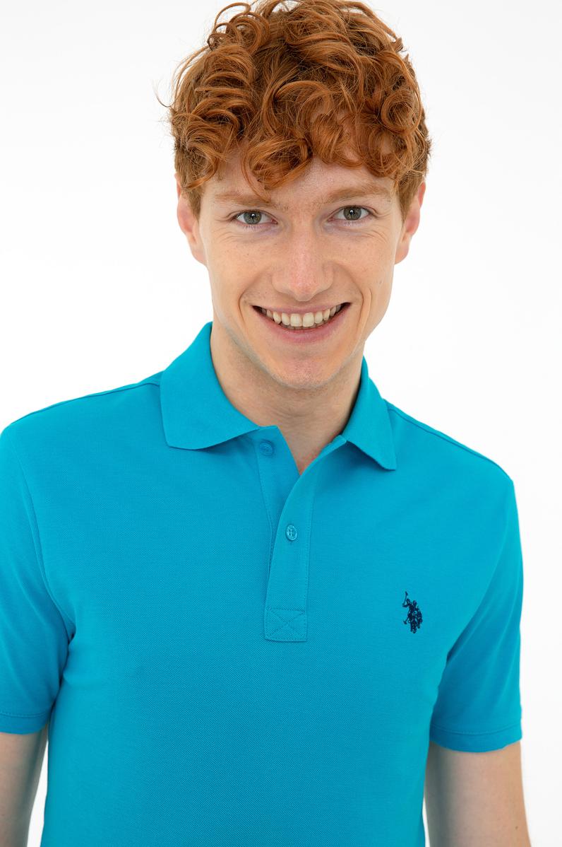 Erkek Petrol Polo Yaka Basic T-Shirt