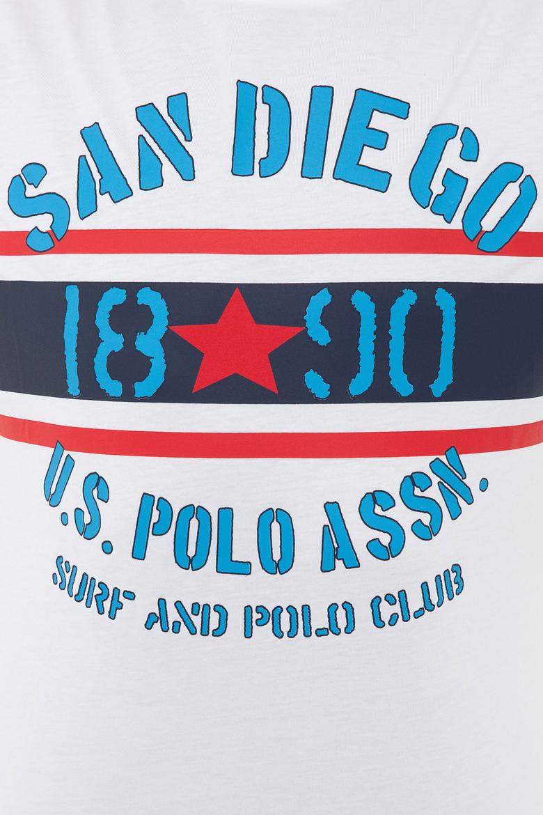 Erkek Beyaz Bisiklet Yaka T-Shirt - 50235385008