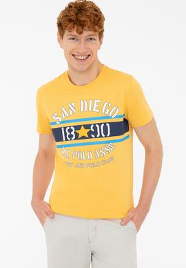 Erkek Sarı Bisiklet Yaka Tişört - 50235385028