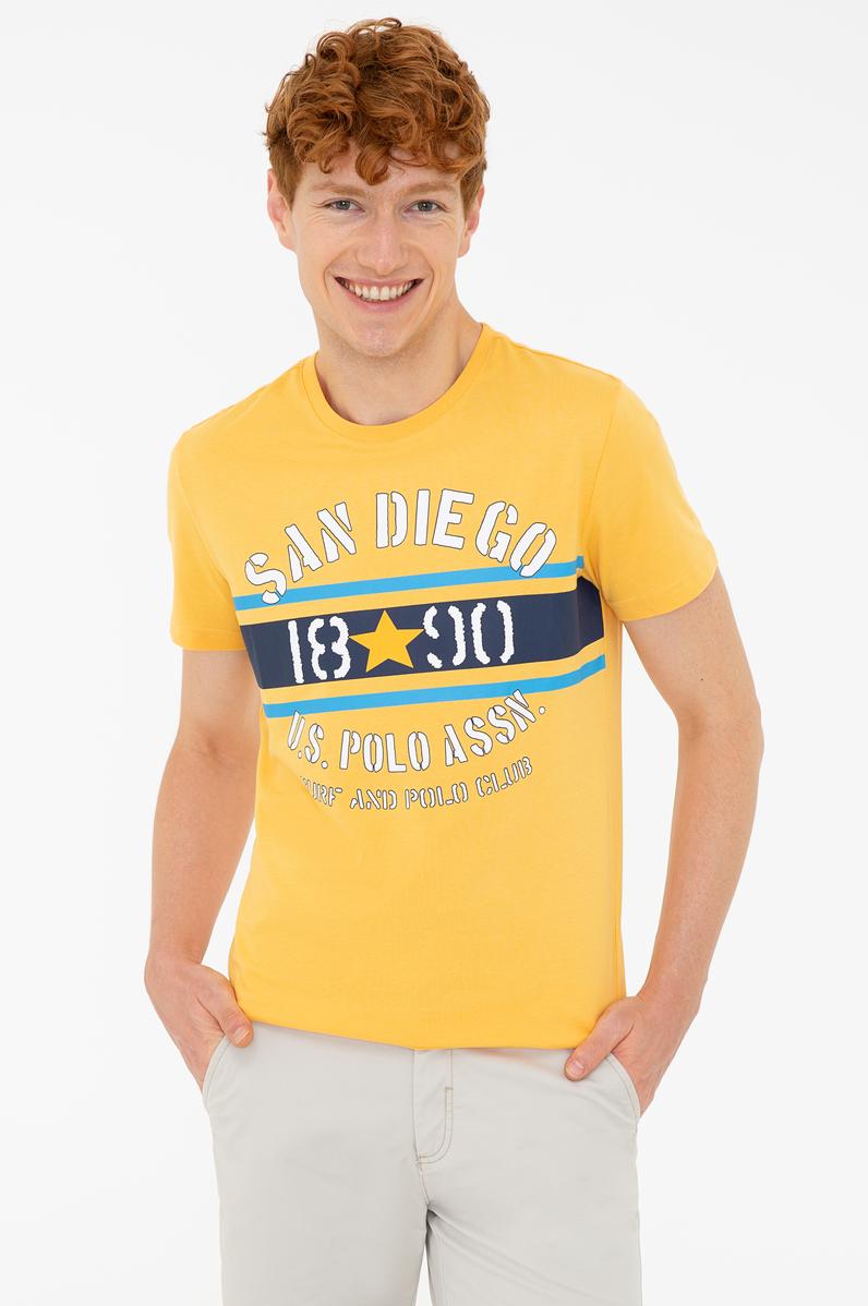 Erkek Sarı Bisiklet Yaka Tişört