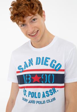 Erkek Beyaz Bisiklet Yaka T-Shirt - 50235385008