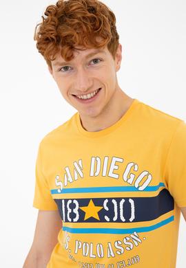 Erkek Sarı Bisiklet Yaka Tişört - 50235385028