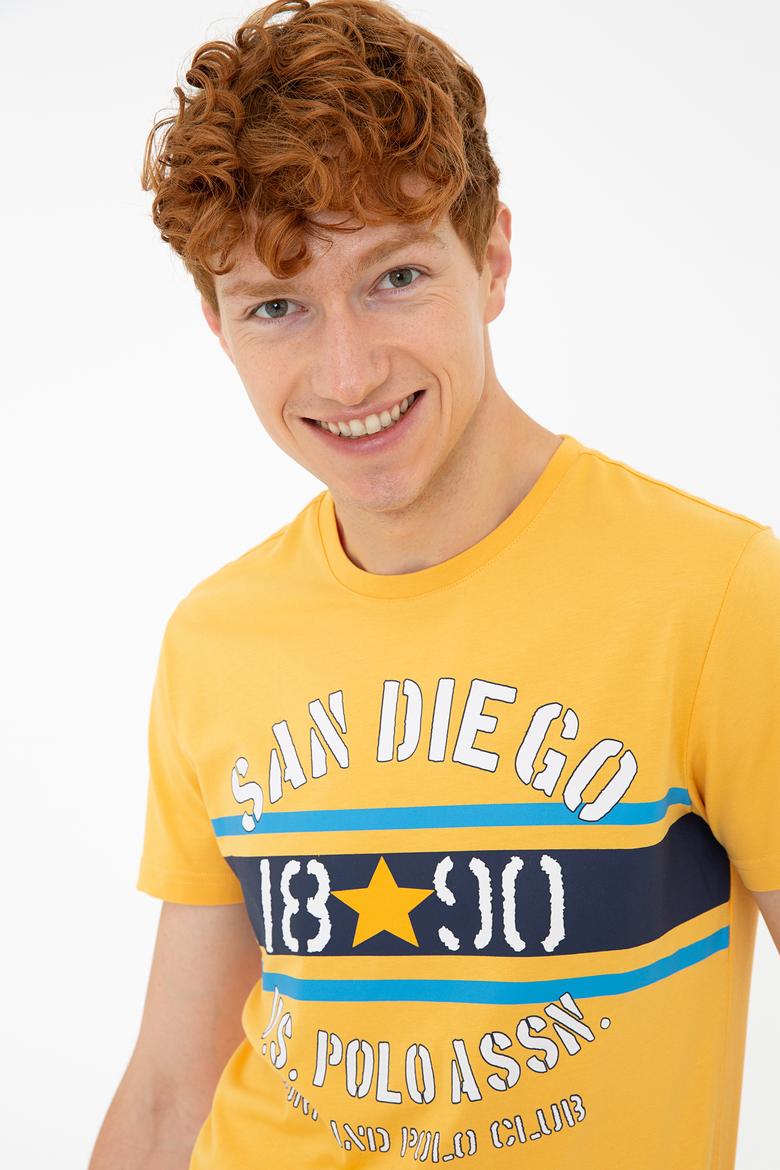 Erkek Sarı Bisiklet Yaka Tişört - 50235385028