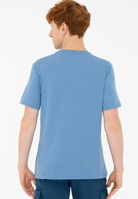 Erkek İndigo Basic Bisiklet Yaka Tişört - 50232300047