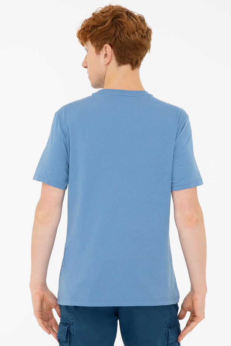 Erkek İndigo Basic Bisiklet Yaka Tişört - 50232300047