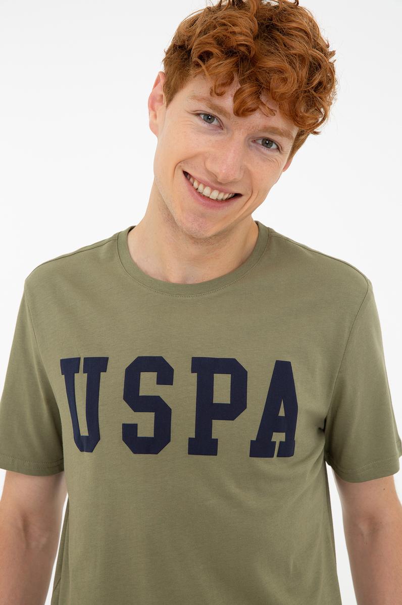 Erkek Haki Bisiklet Yaka Basic T-Shirt