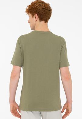 Erkek Haki Bisiklet Yaka Basic T-Shirt - 50232300097