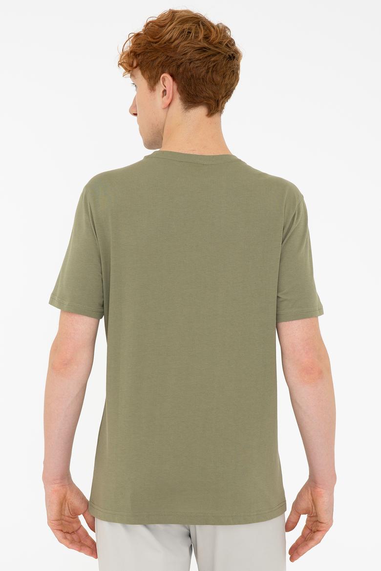 Erkek Haki Bisiklet Yaka Basic T-Shirt - 50232300097
