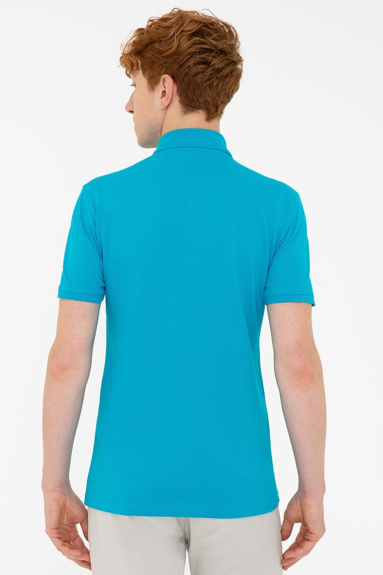 Erkek Petrol Polo Yaka Basic T-Shirt - 50232303393